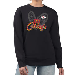 Kansas City Chiefs G-III 4Her by Carl Banks Women's Leopard Heart Pullover Sweatshirt | NFL Outlet