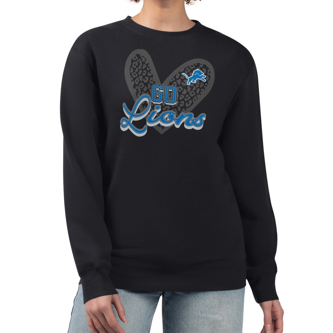 Detroit Lions G-III 4Her by Carl Banks Women's Leopard Heart Pullover Sweatshirt | NFL Online