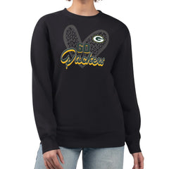 Green Bay Packers G-III 4Her by Carl Banks Women's Leopard Heart Pullover Sweatshirt | NFL Sale
