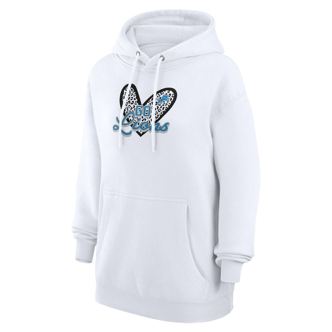 Detroit Lions G-III 4Her by Carl Banks Women's Animal Print Heart Team Graphic Fleece Tri-Blend Pullover Hoodie | NFL Outlet