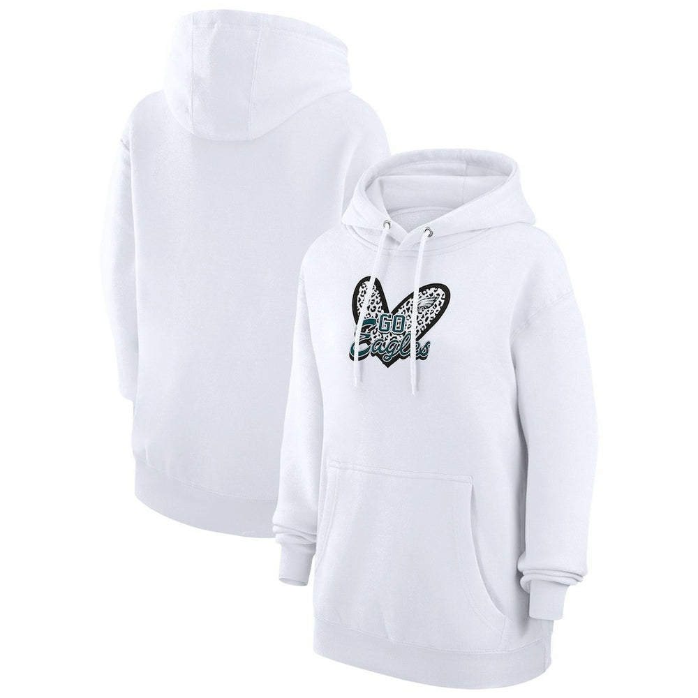 Philadelphia Eagles G-III 4Her by Carl Banks Women's Animal Print Heart Team Graphic Fleece Tri-Blend Pullover Hoodie | NFL New