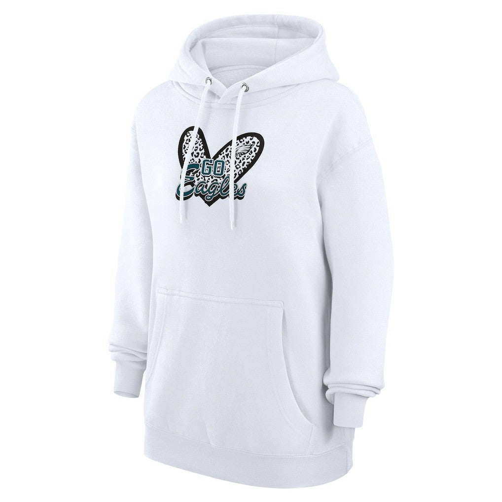Philadelphia Eagles G-III 4Her by Carl Banks Women's Animal Print Heart Team Graphic Fleece Tri-Blend Pullover Hoodie | NFL New