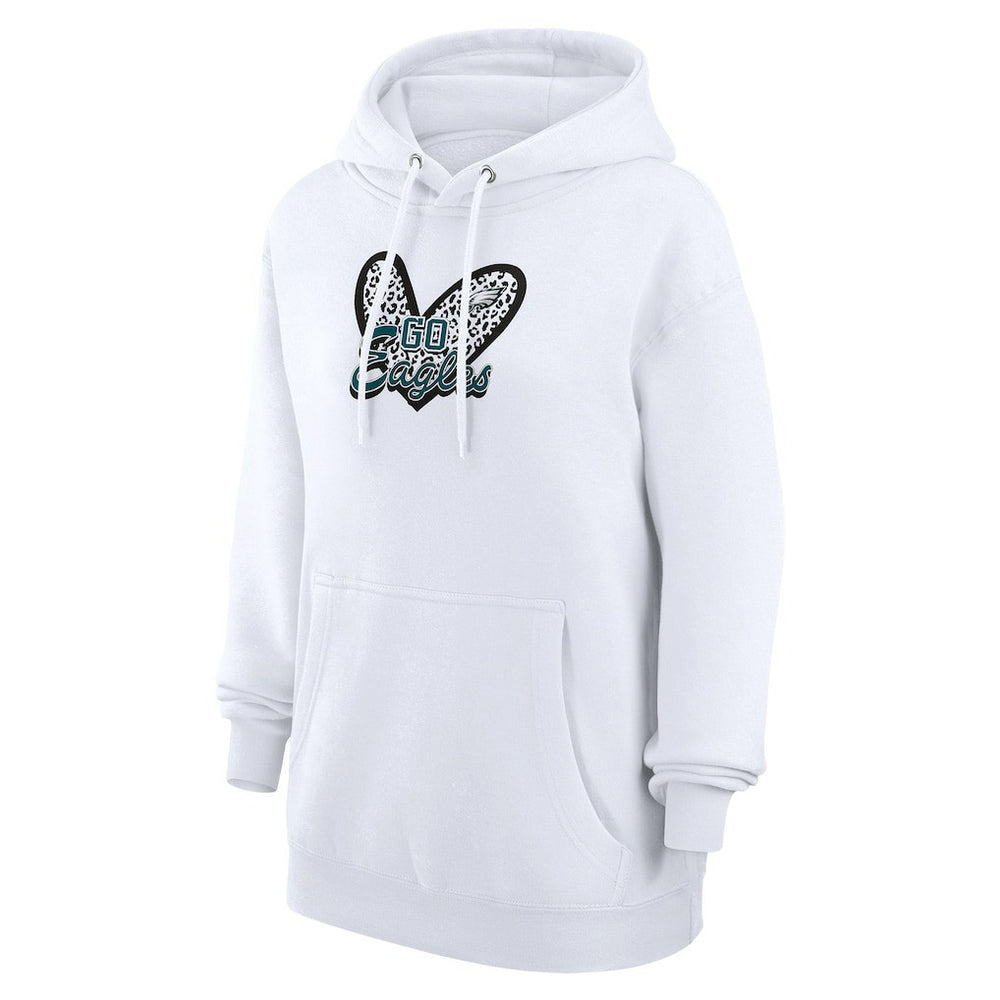 Philadelphia Eagles G-III 4Her by Carl Banks Women's Animal Print Heart Team Graphic Fleece Tri-Blend Pullover Hoodie | NFL New