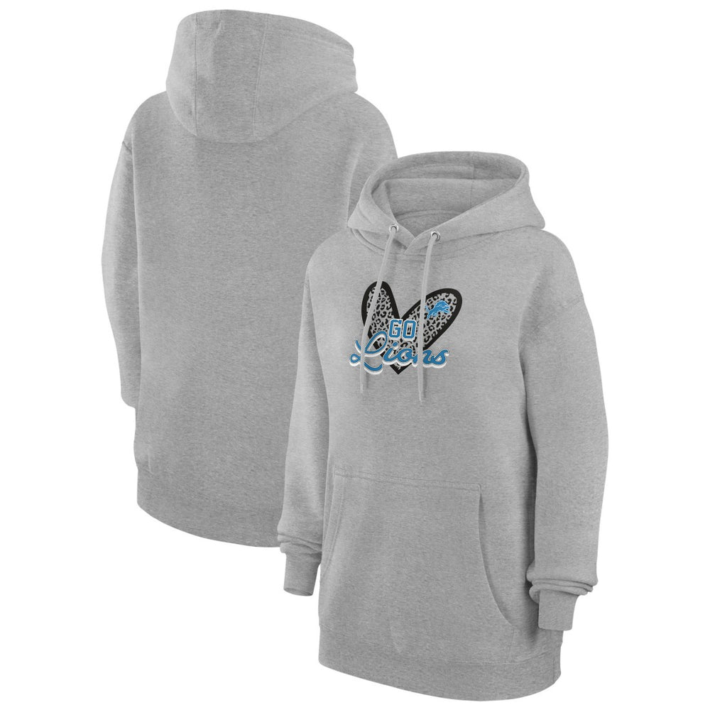 Detroit Lions G-III 4Her by Carl Banks Women's Animal Print Heart Team Graphic Fleece Tri-Blend Pullover Hoodie | NFL Online