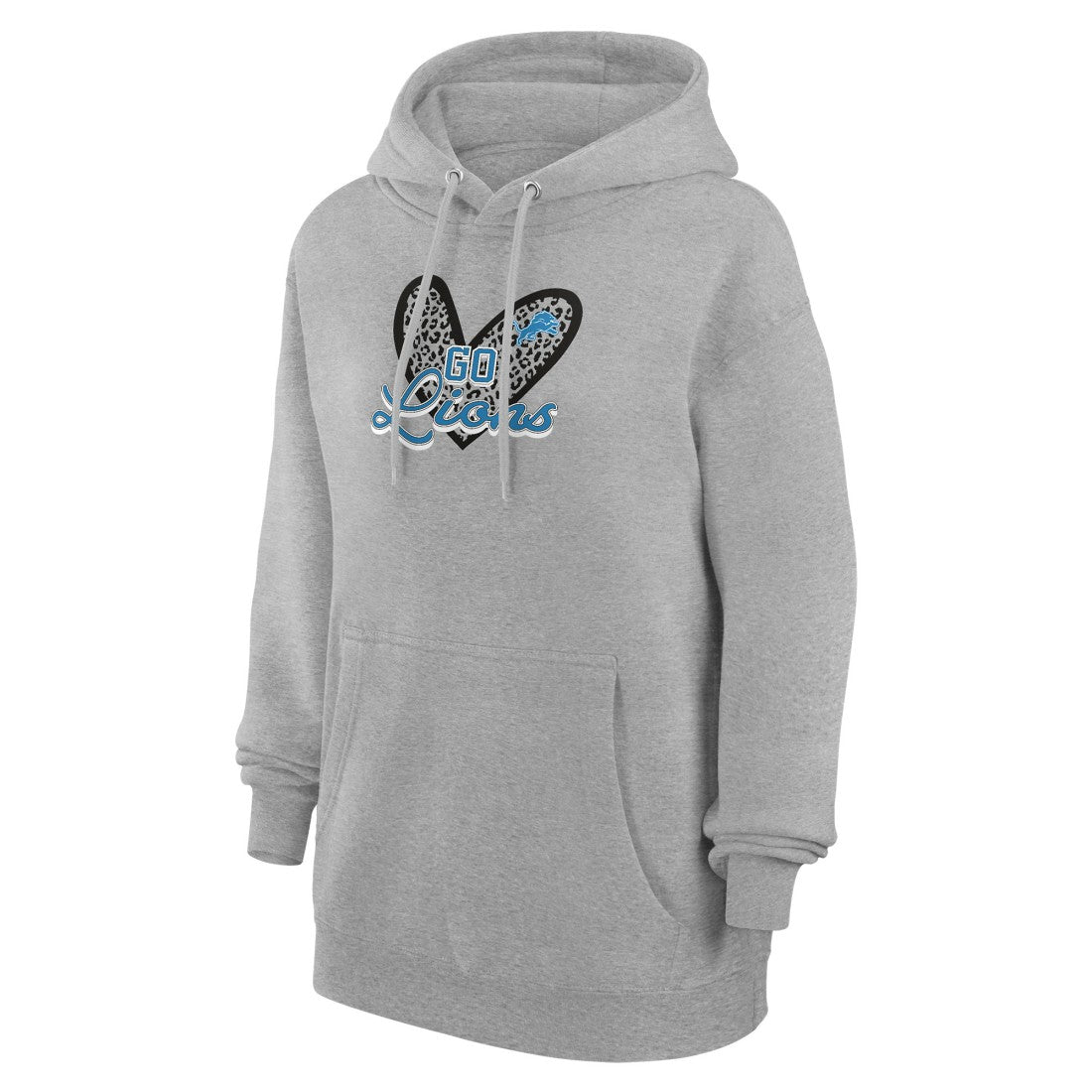 Detroit Lions G-III 4Her by Carl Banks Women's Animal Print Heart Team Graphic Fleece Tri-Blend Pullover Hoodie | NFL Online