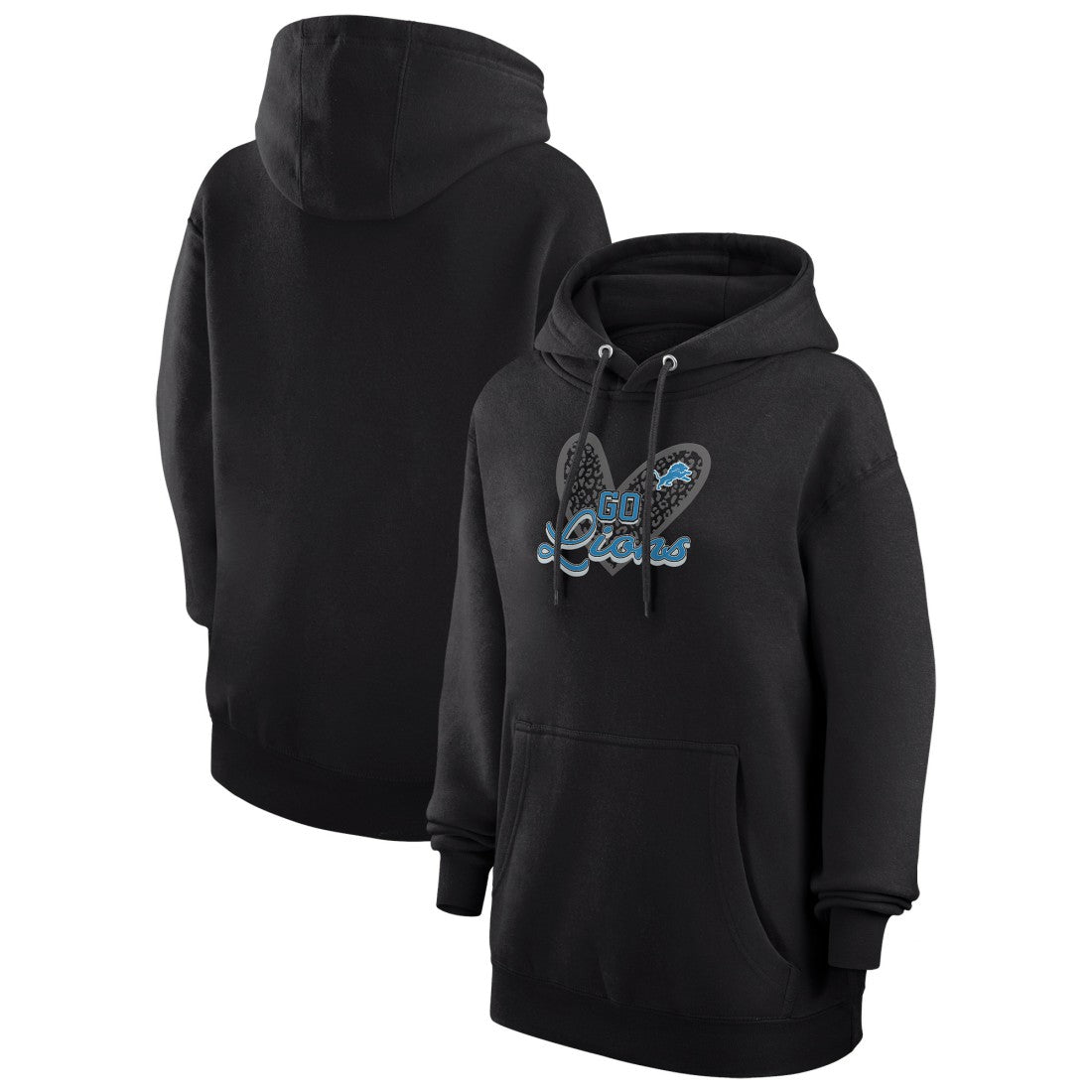 Detroit Lions G-III 4Her by Carl Banks Women's Animal Print Heart Team Graphic Fleece Tri-Blend Pullover Hoodie | NFL Online
