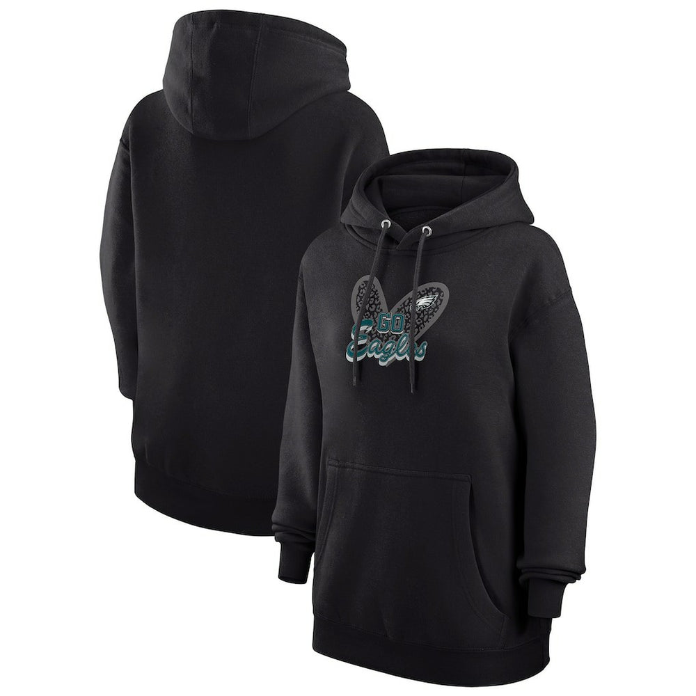 Philadelphia Eagles G-III 4Her by Carl Banks Women's Animal Print Heart Team Graphic Fleece Tri-Blend Pullover Hoodie | NFL Sale