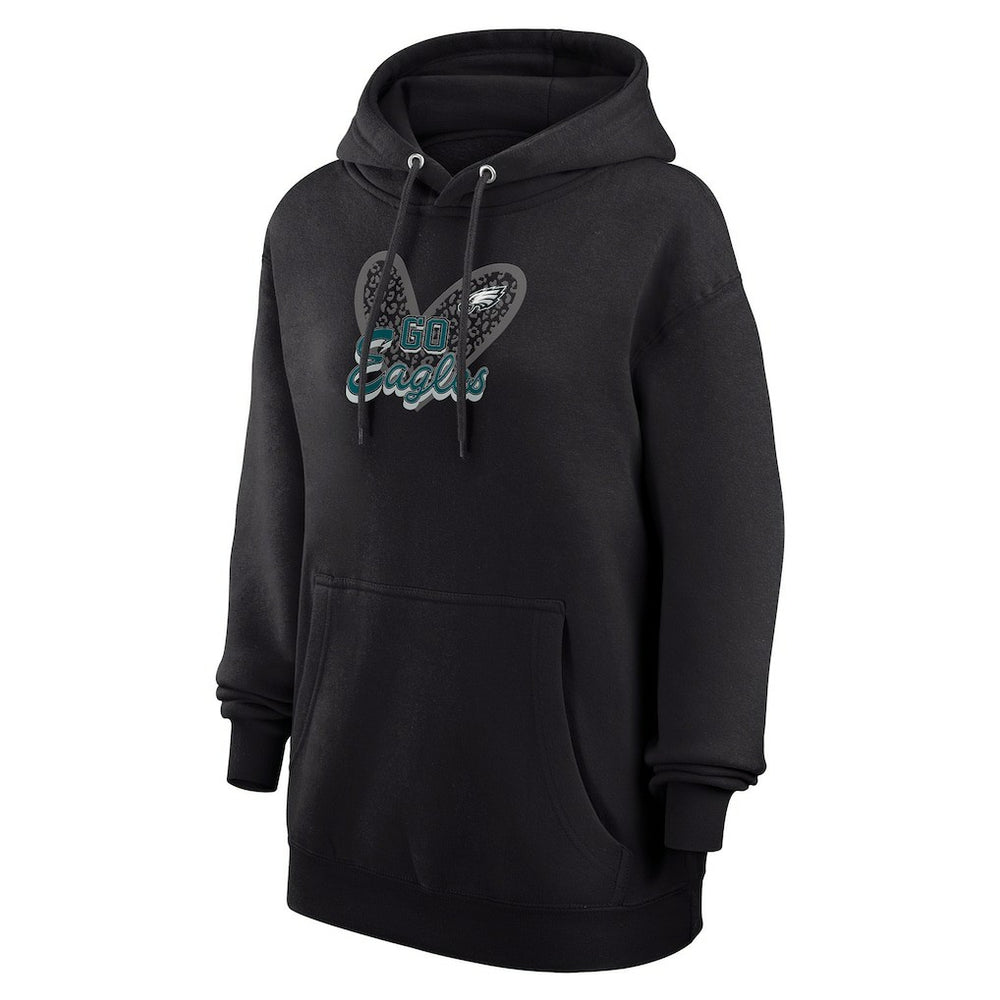 Philadelphia Eagles G-III 4Her by Carl Banks Women's Animal Print Heart Team Graphic Fleece Tri-Blend Pullover Hoodie | NFL Sale