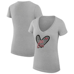 Tampa Bay Buccaneers G-III 4Her by Carl Banks Women's Super-Slim Fit Lightweight Leopard Heart V-Neck T-Shirt | NFL Online