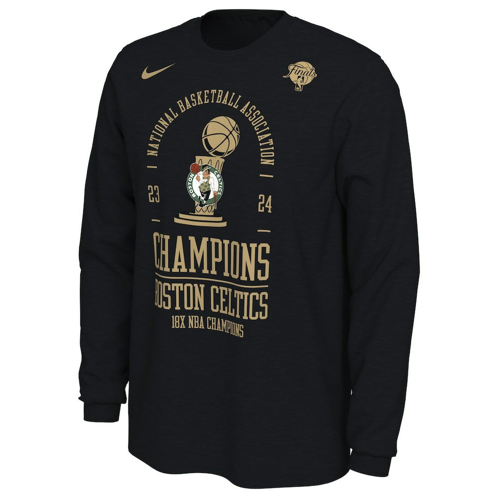 Black Boston Celtics 18-Time NBA Finals Champions Locker Room Long Sleeve T-Shirt | NBA