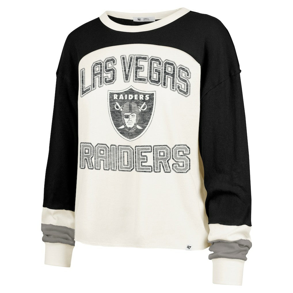 Las Vegas Raiders '47 Women's Double Header Curve Raglan Long Sleeve Crop Top | NFL Online