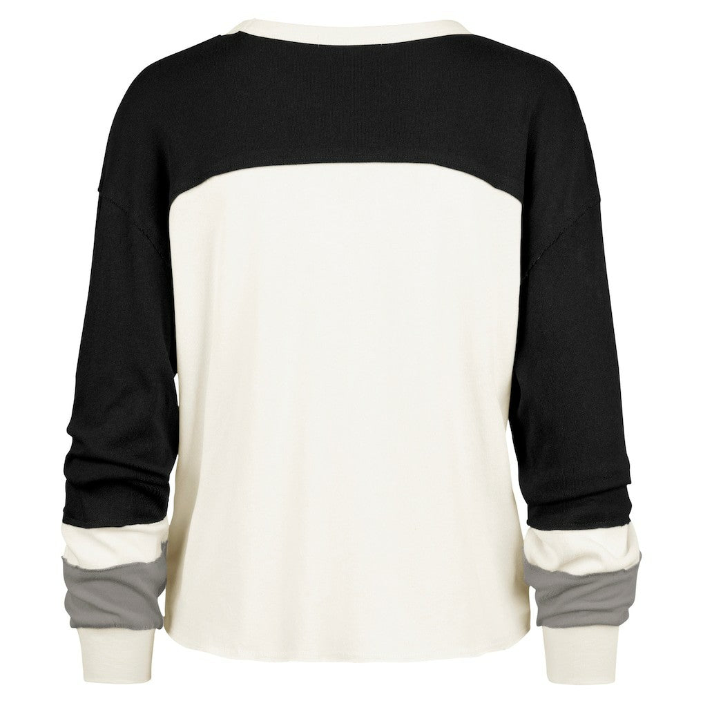 Carolina Panthers '47 Women's Double Header Curve Raglan Long Sleeve Crop Top | NFL New