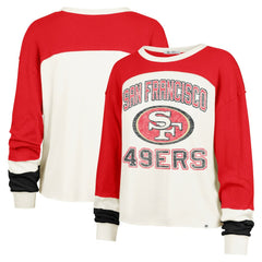 San Francisco 49ers '47 Women's Double Header Curve Raglan Long Sleeve Crop Top | NFL Discount