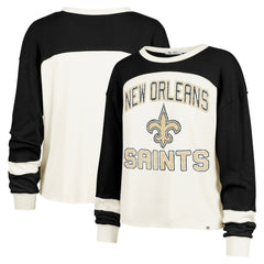 New Orleans Saints '47 Women's Double Header Curve Raglan Long Sleeve Crop Top | NFL New