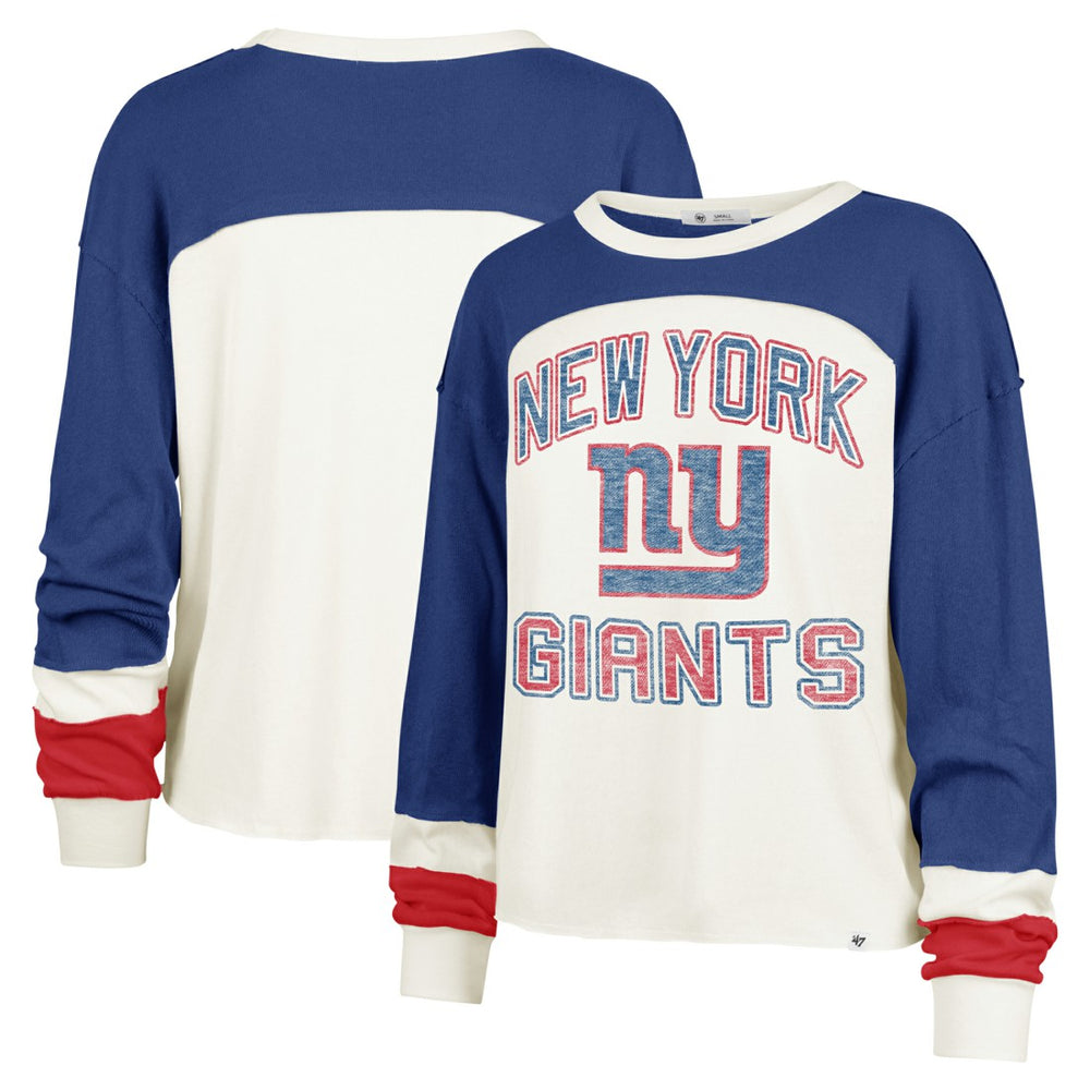 New York Giants '47 Women's Double Header Curve Raglan Long Sleeve Crop Top | NFL US