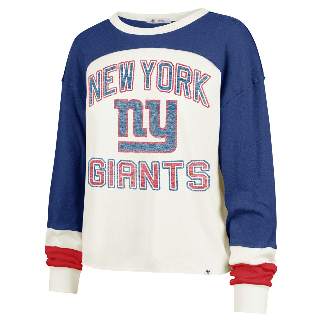 New York Giants '47 Women's Double Header Curve Raglan Long Sleeve Crop Top | NFL US