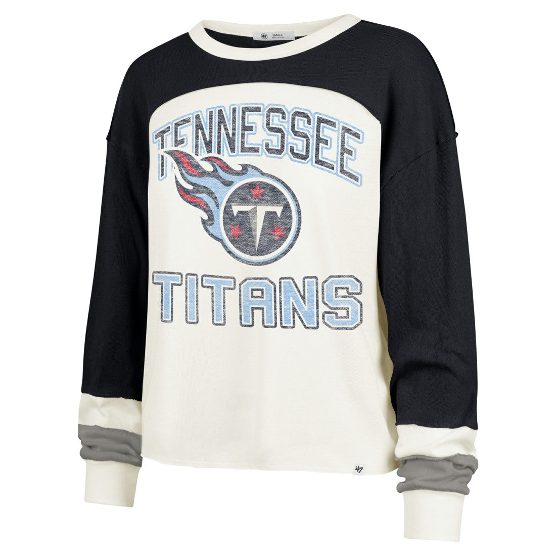 Tennessee Titans '47 Women's Double Header Curve Raglan Long Sleeve Crop Top | NFL Hot