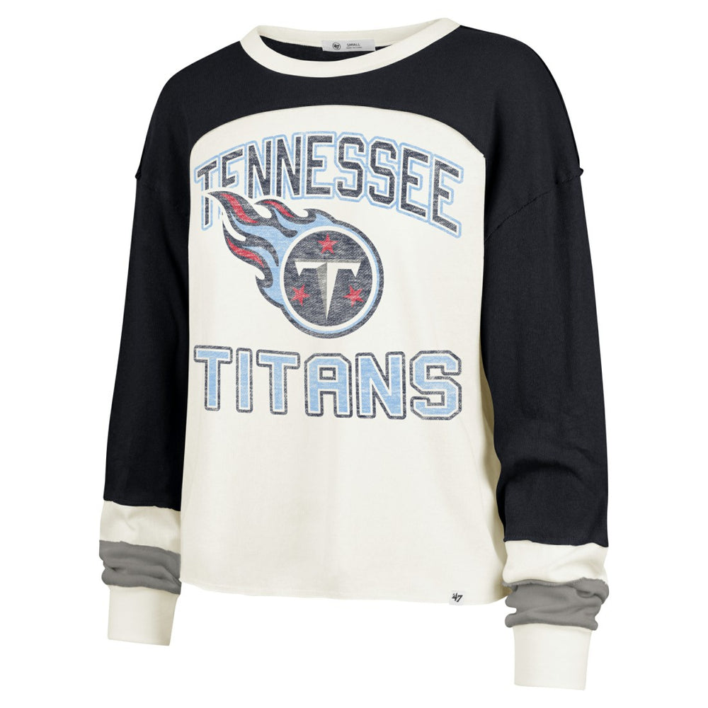 Tennessee Titans '47 Women's Double Header Curve Raglan Long Sleeve Crop Top | NFL Hot