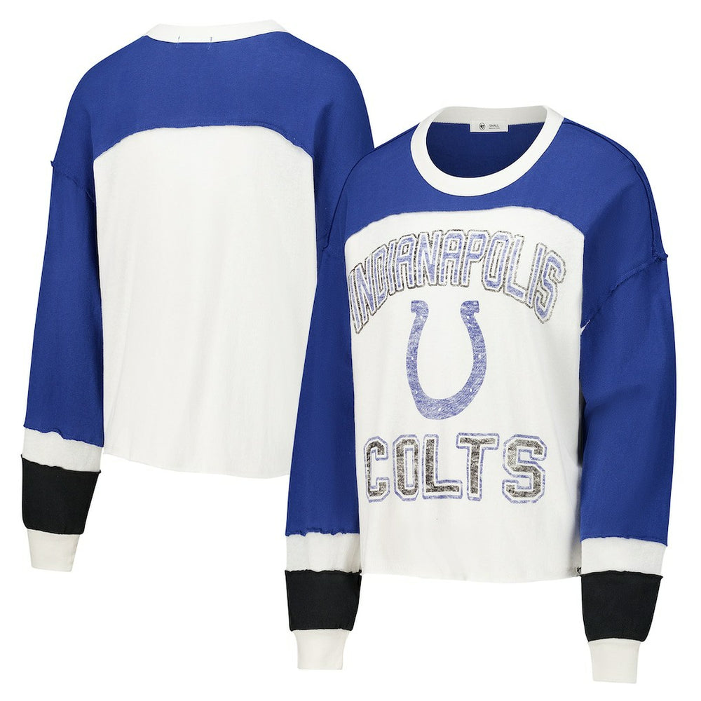 Indianapolis Colts '47 Women's Double Header Curve Raglan Long Sleeve Crop Top | NFL On sale