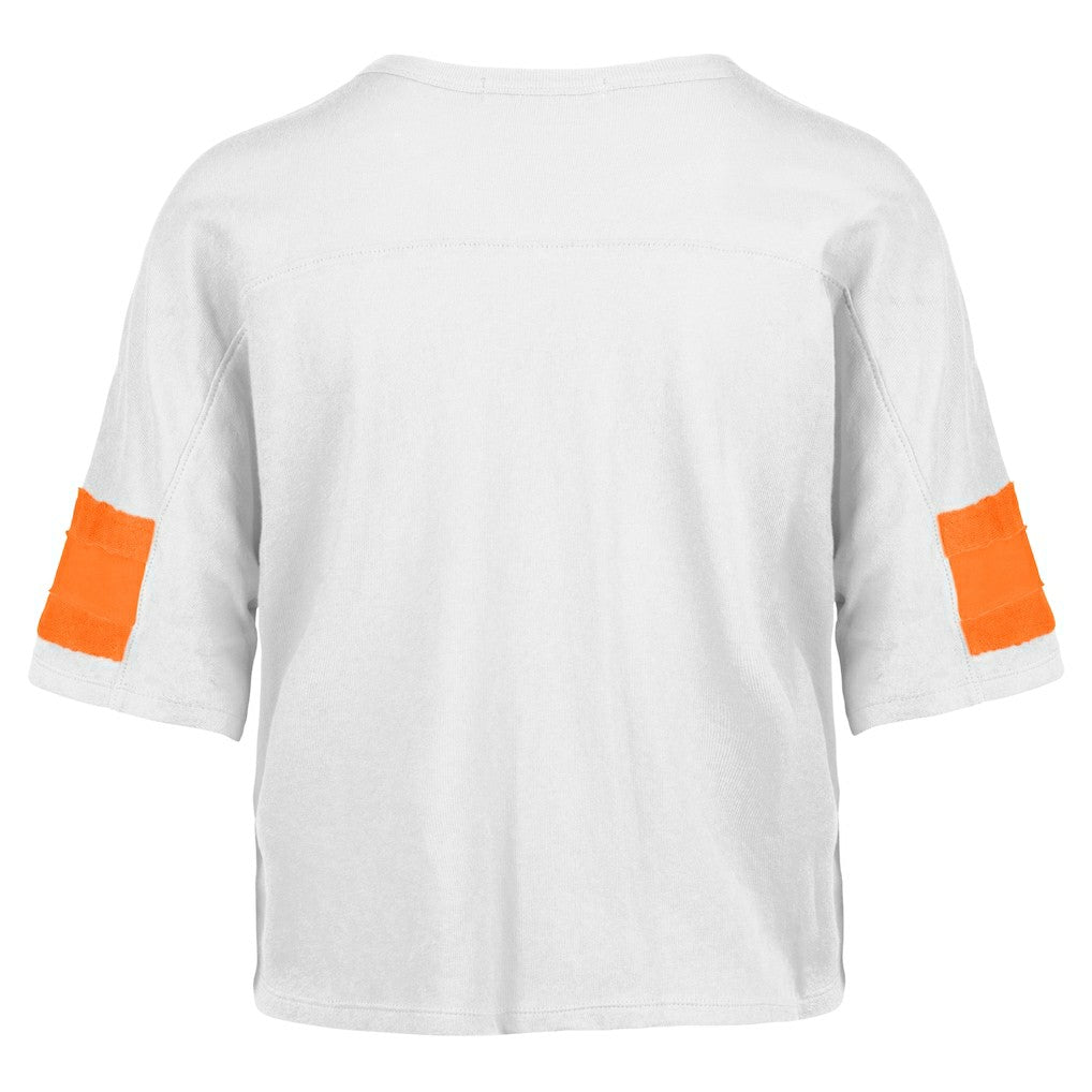Miami Dolphins '47 Women's Double Header Scout Cropped V-Neck T-Shirt | NFL US