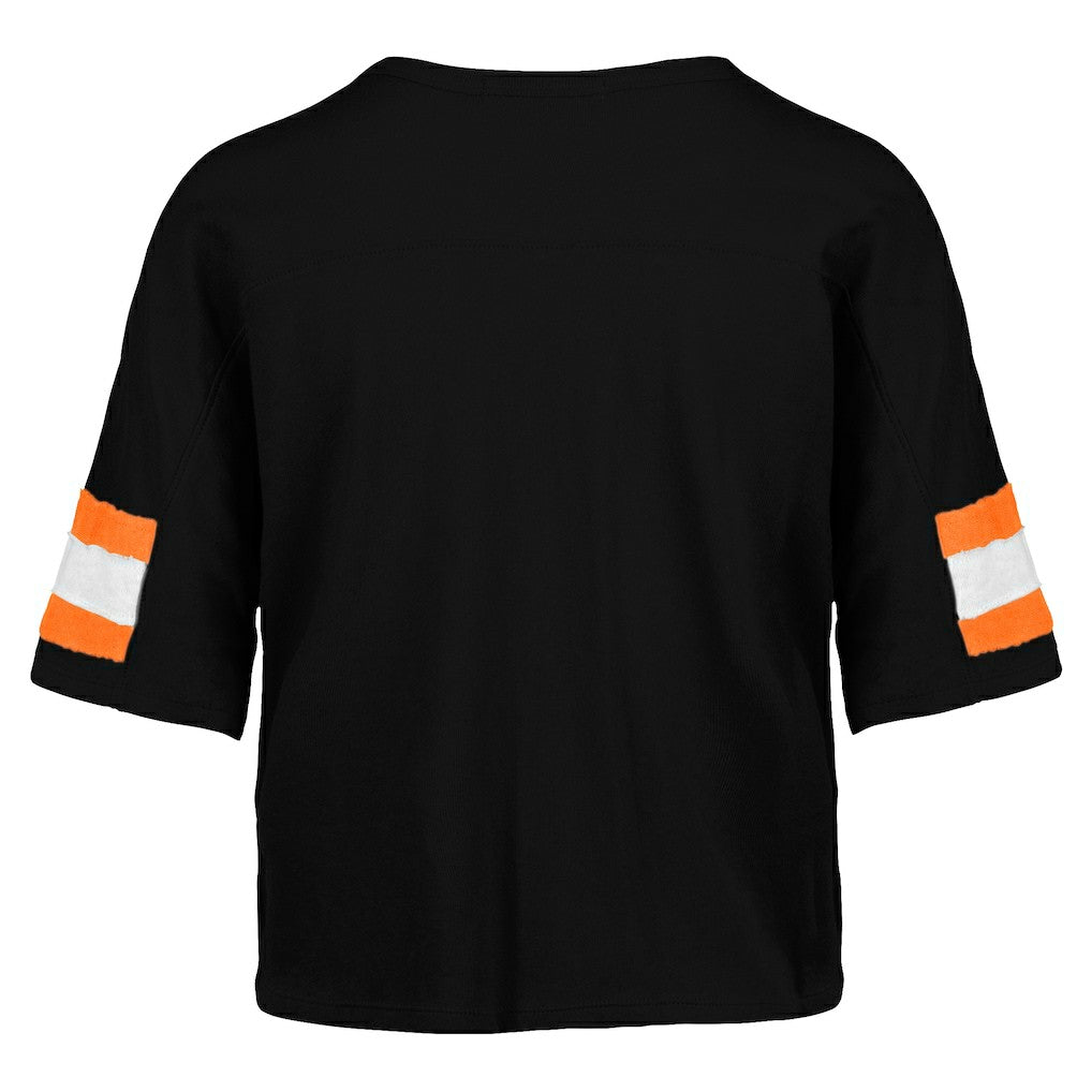 Cincinnati Bengals '47 Women's Double Header Scout Cropped V-Neck T-Shirt | NFL Outlet