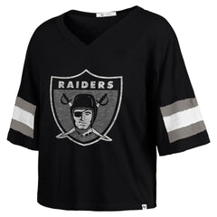 Las Vegas Raiders '47 Women's Double Header Scout Cropped V-Neck T-Shirt | NFL New