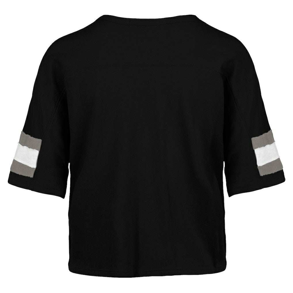 Las Vegas Raiders '47 Women's Double Header Scout Cropped V-Neck T-Shirt | NFL New