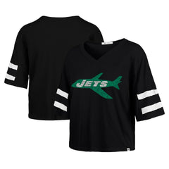 New York Jets '47 Women's Double Header Scout Cropped V-Neck T-Shirt | NFL Online