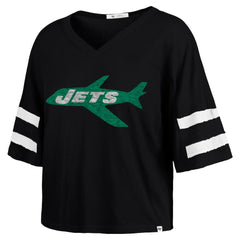 New York Jets '47 Women's Double Header Scout Cropped V-Neck T-Shirt | NFL Online