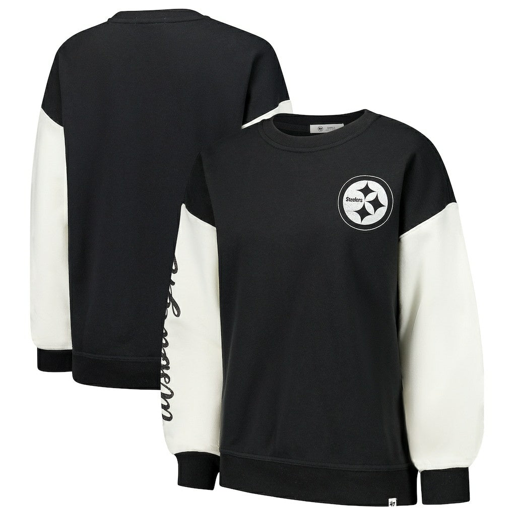 Pittsburgh Steelers '47 Women's Double Header Rise Andie Pullover Sweatshirt | NFL Outlet