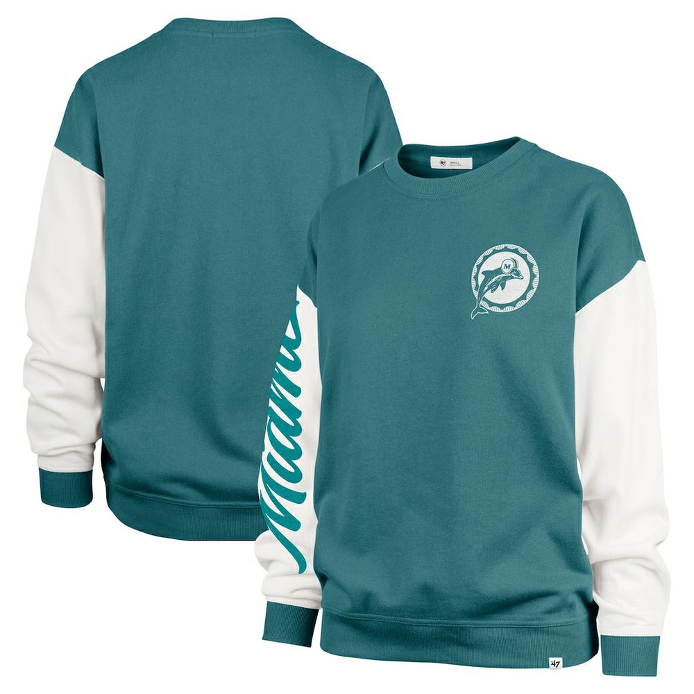 Miami Dolphins '47 Women's Double Header Rise Andie Pullover Sweatshirt | NFL Discount
