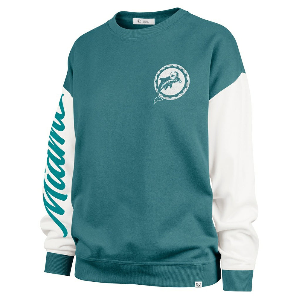 Miami Dolphins '47 Women's Double Header Rise Andie Pullover Sweatshirt | NFL Discount