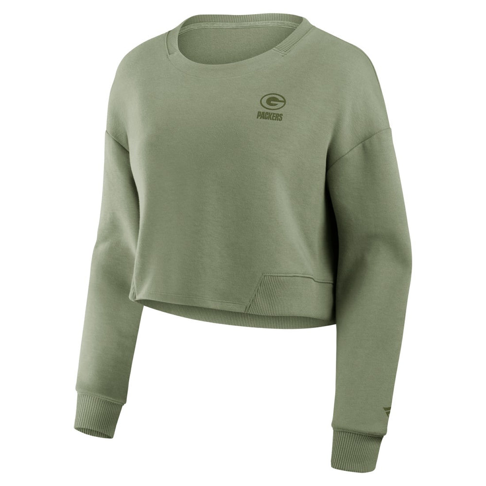 Green Bay Packers Women's Studio Tri-Blend Cropped Pullover Sweatshirt | NFL On sale