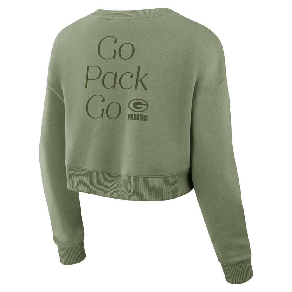Green Bay Packers Women's Studio Tri-Blend Cropped Pullover Sweatshirt | NFL On sale