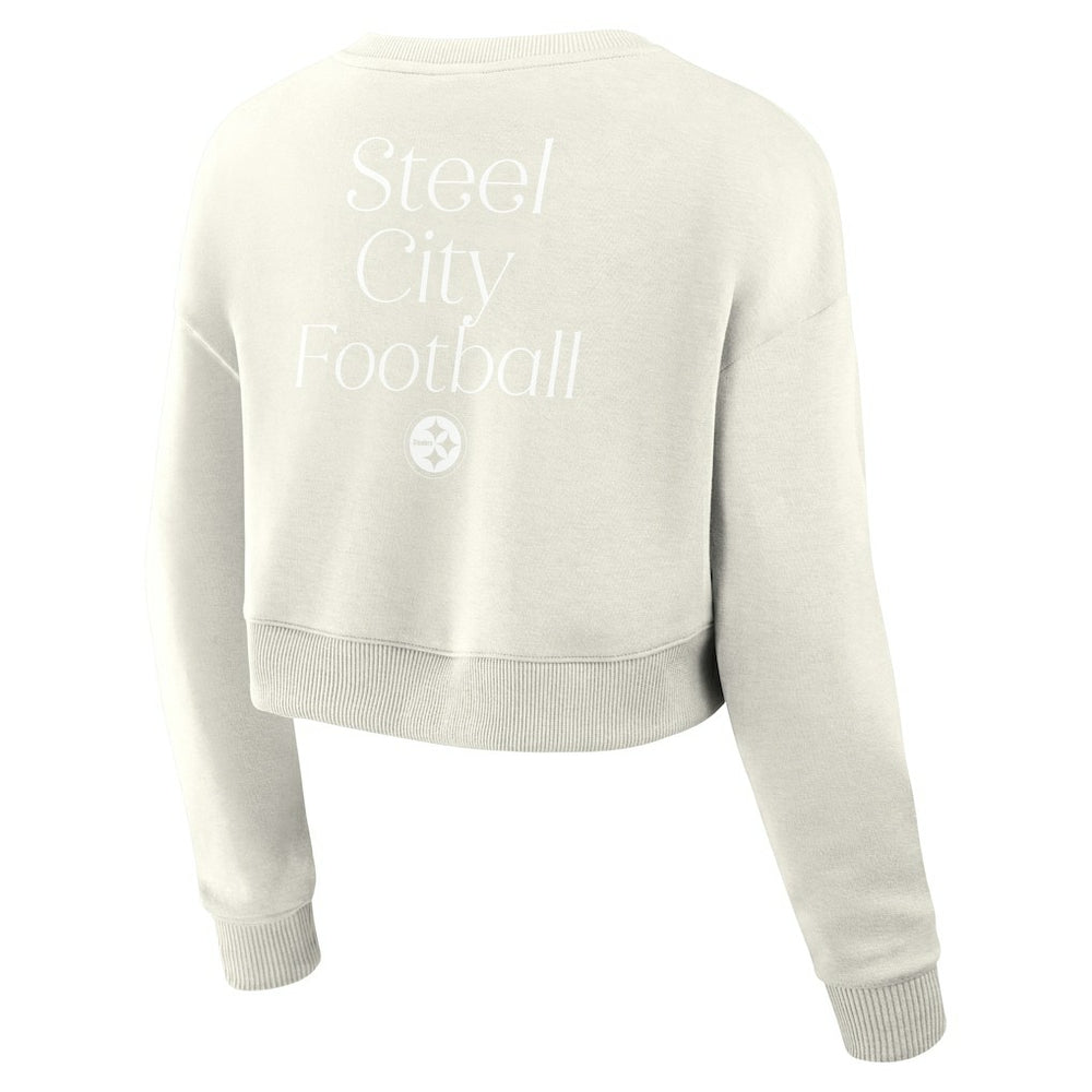 Pittsburgh Steelers Women's Studio Tri-Blend Cropped Pullover Sweatshirt | NFL New
