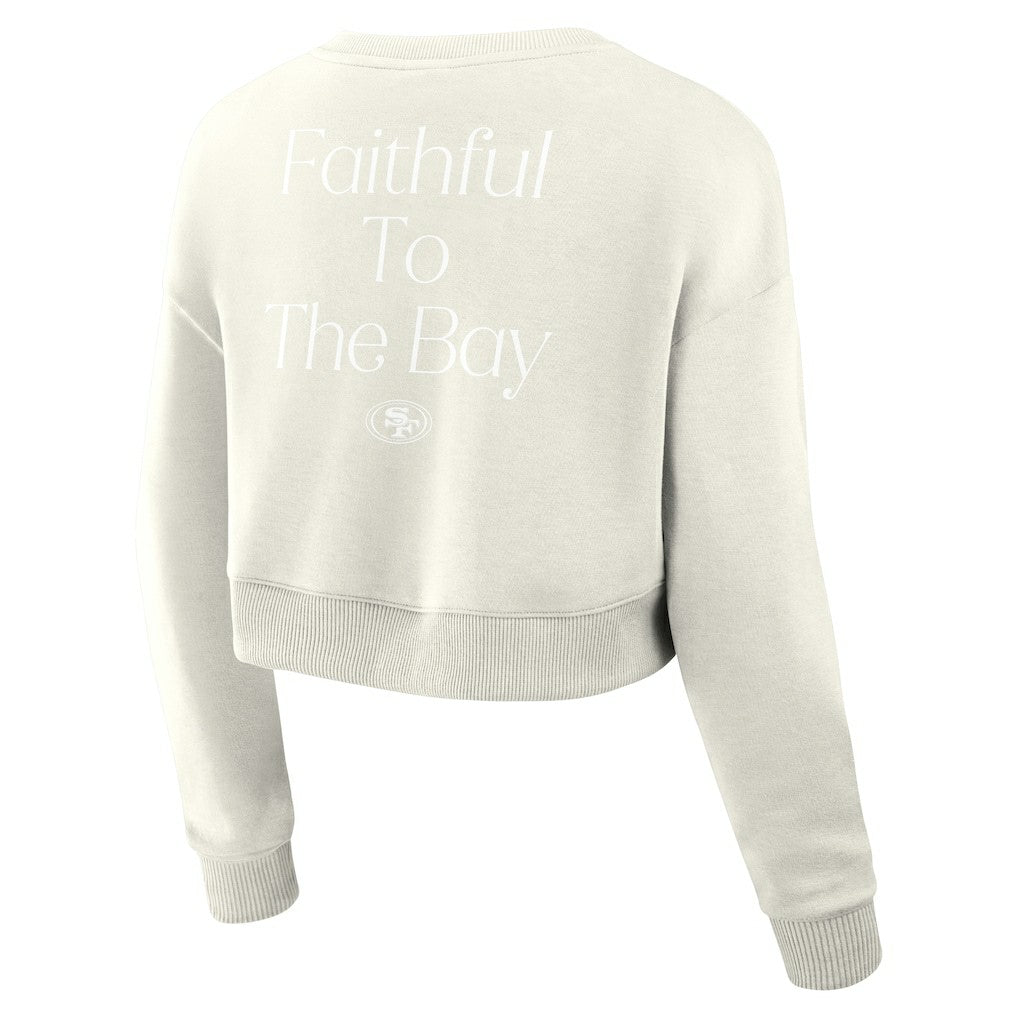 San Francisco 49ers Women's Studio Tri-Blend Cropped Pullover Sweatshirt | NFL US