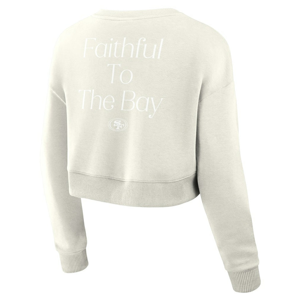 San Francisco 49ers Women's Studio Tri-Blend Cropped Pullover Sweatshirt | NFL US