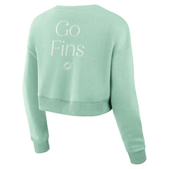 Miami Dolphins Women's Studio Tri-Blend Cropped Pullover Sweatshirt | NFL On sale