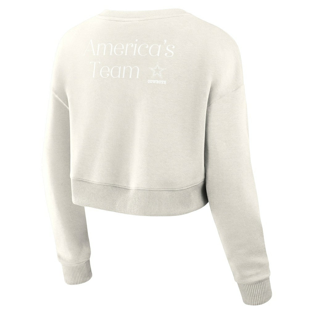 Dallas Cowboys Women's Studio Tri-Blend Cropped Pullover Sweatshirt | NFL Outlet
