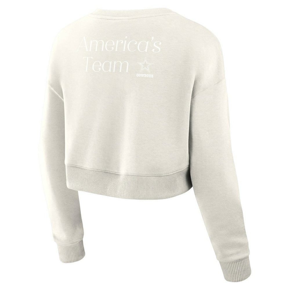 Dallas Cowboys Women's Studio Tri-Blend Cropped Pullover Sweatshirt | NFL Outlet