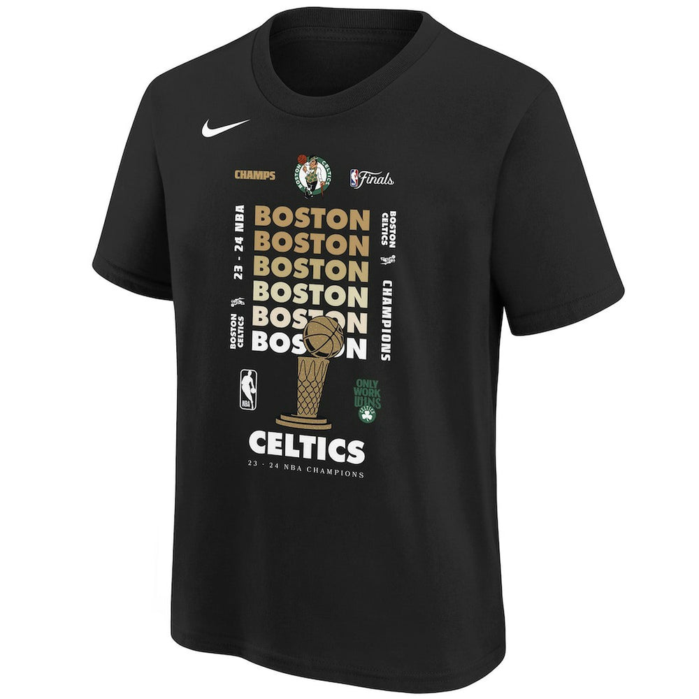 Black Boston Celtics Youth 2024 NBA Finals Champions Expressive T-Shirt | NBA