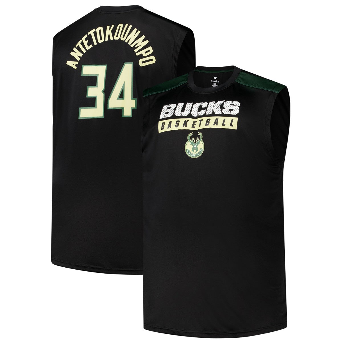 Black Giannis Antetokounmpo Milwaukee Bucks Profile Big & Tall Player Muscle Tank | NBA