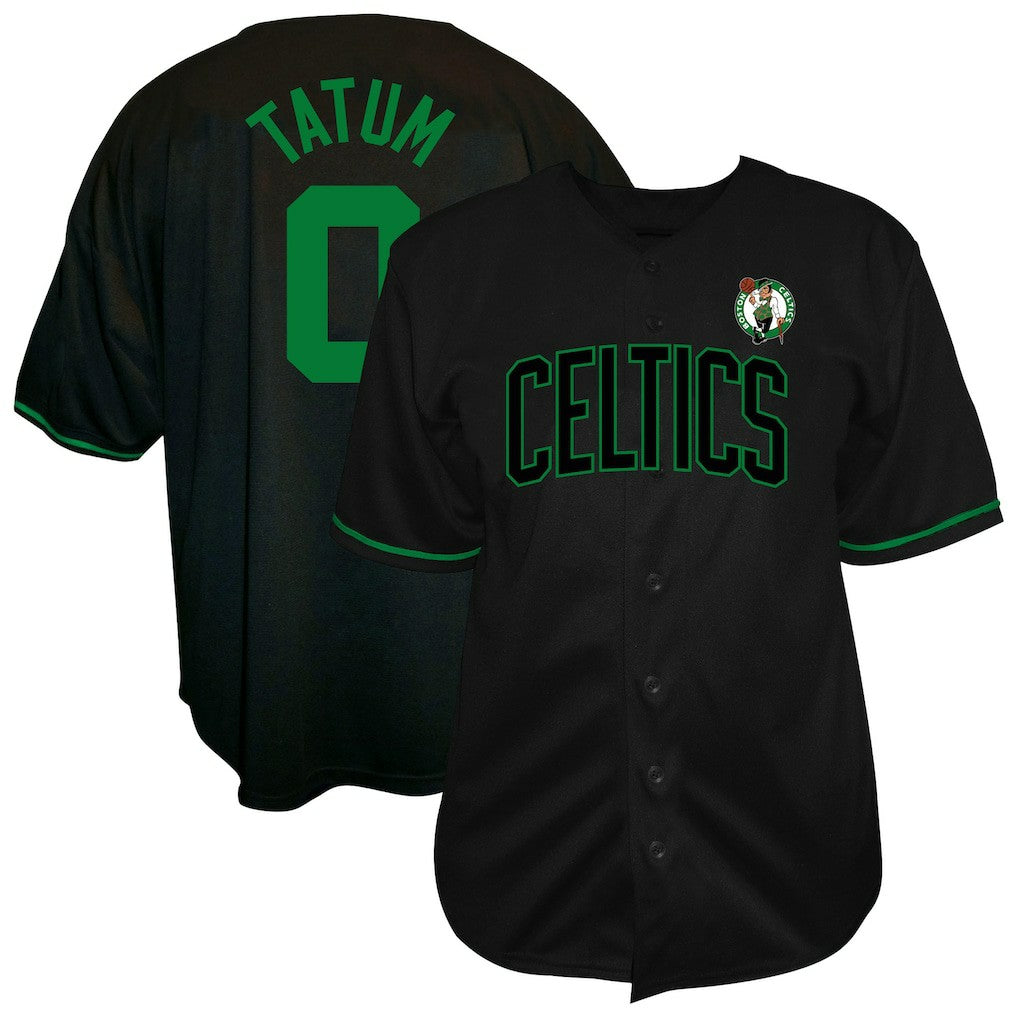 Black Jayson Tatum Boston Celtics Profile Big & Tall Name & Number Button-Up Jersey | NBA