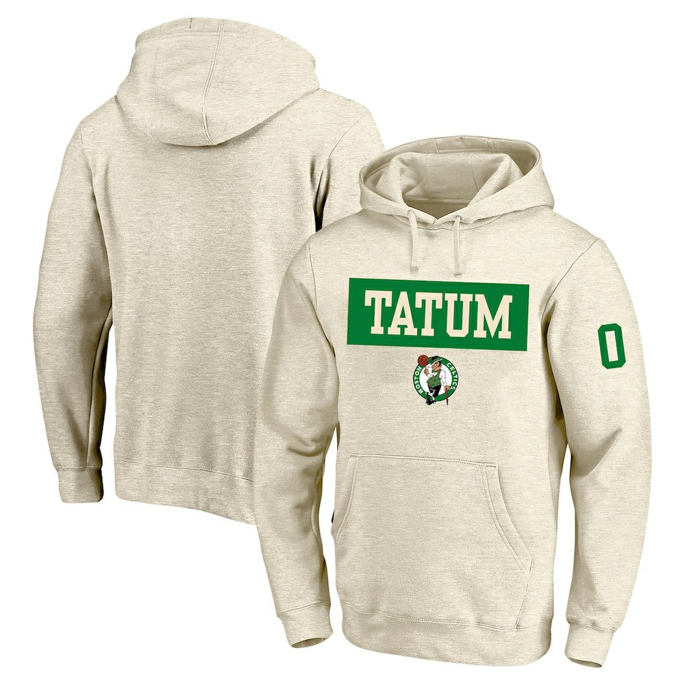 Cream Jayson Tatum Boston Celtics Profile Big & Tall Player Double Face Tri-Blend Pullover Hoodie | NBA