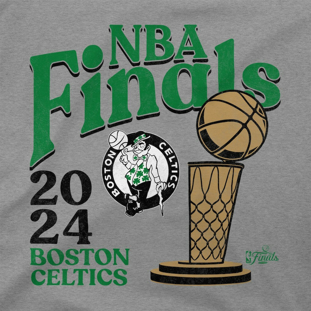 Heather Gray Boston Celtics Stadium Essentials Unisex 2024 NBA Finals Revolution T-Shirt | NBA
