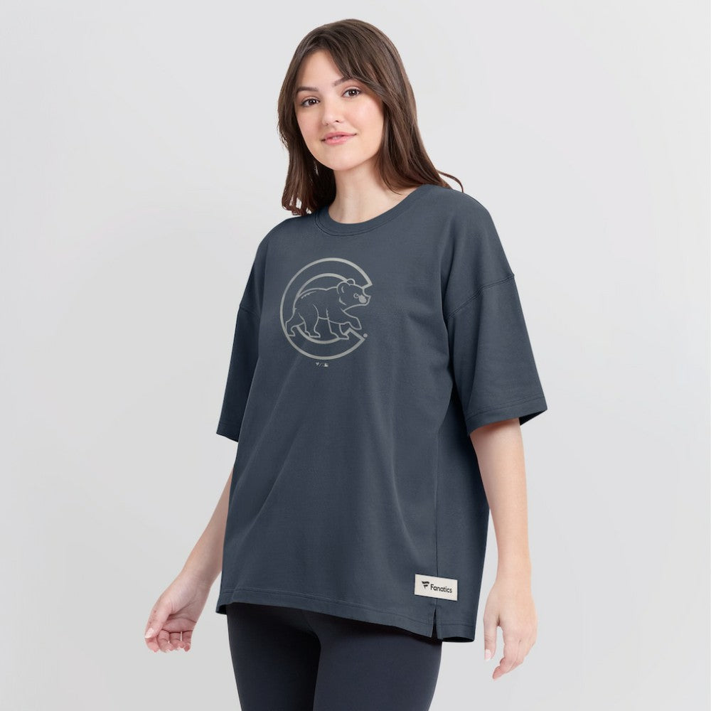 Chicago Cubs Fanatics Women's Oversized Elements Raw Edge Future Ground T-Shirt - MLB T-shirts