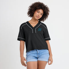 Miami Marlins Fanatics Women's Oversized Champ Game Cropped  V-Neck T-Shirt - MLB T-shirts