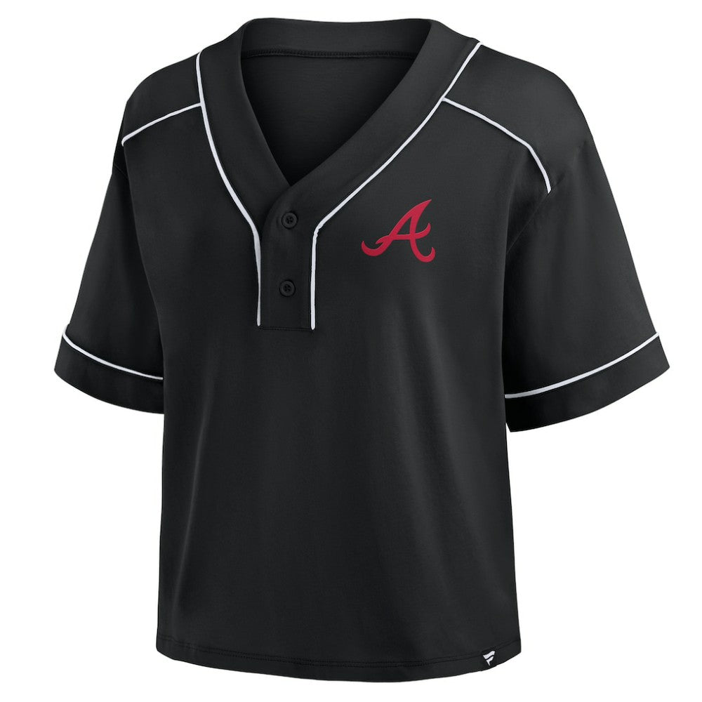 Atlanta Braves Fanatics Women's Oversized Champ Game Cropped  V-Neck T-Shirt - MLB T-shirts