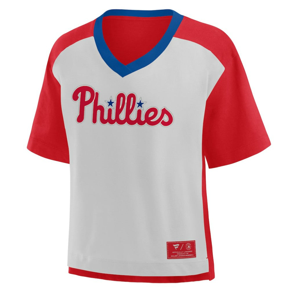Philadelphia Phillies Fanatics Oversized Race To Win V-Neck T-Shirt - MLB T-shirts