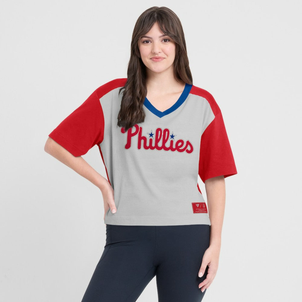 Philadelphia Phillies Fanatics Oversized Race To Win V-Neck T-Shirt - MLB T-shirts